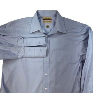 ROUNDTREE & YORKE 16.5 34 Light Blue Fitted Non-Iron Pinpoint Dress Shirt